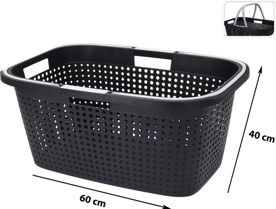 Excellent Houseware Wasmand Antraciet 38L