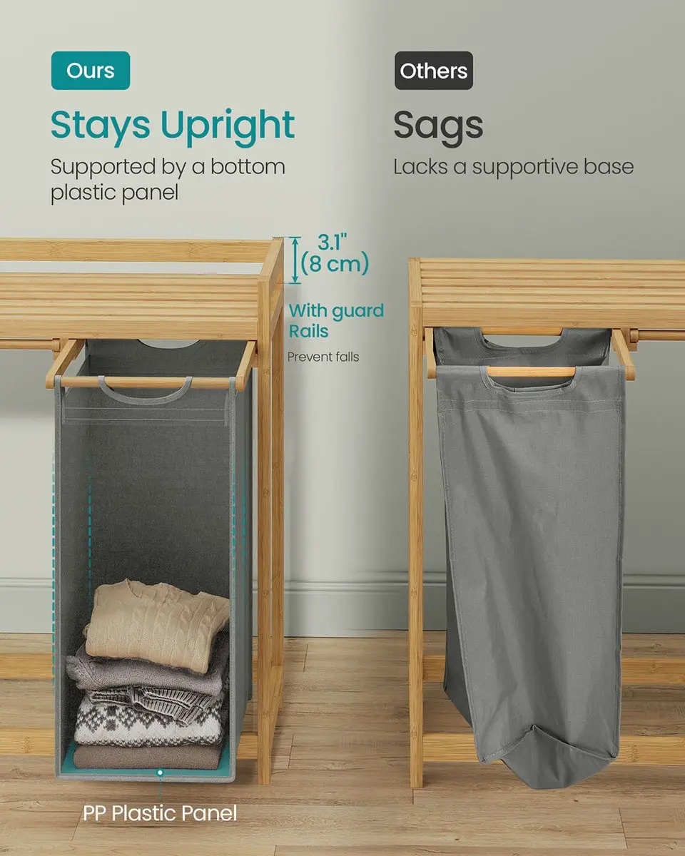 Songmics Wasmand 3 Vakken 150L - 94x33x78cm Duifgrijs