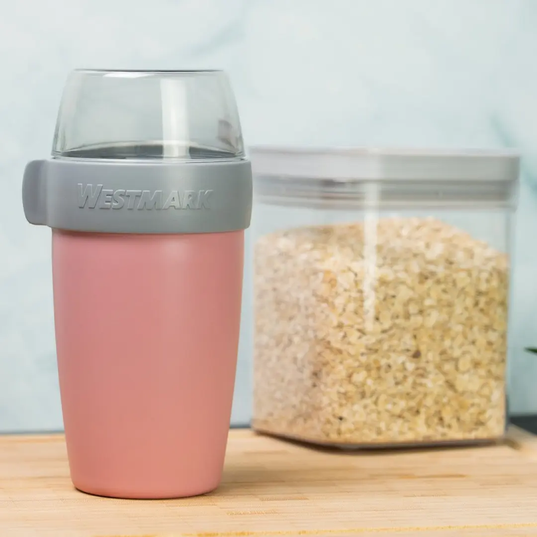 Westmark Mueslibeker Lunchpot 0,7L - 2 Compartimenten - Roze/Grijs