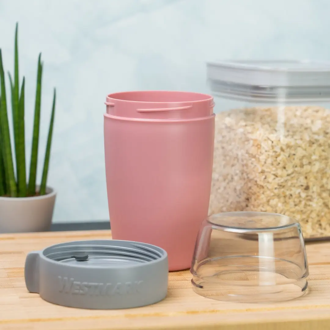 Westmark Mueslibeker Lunchpot 0,7L - 2 Compartimenten - Roze/Grijs