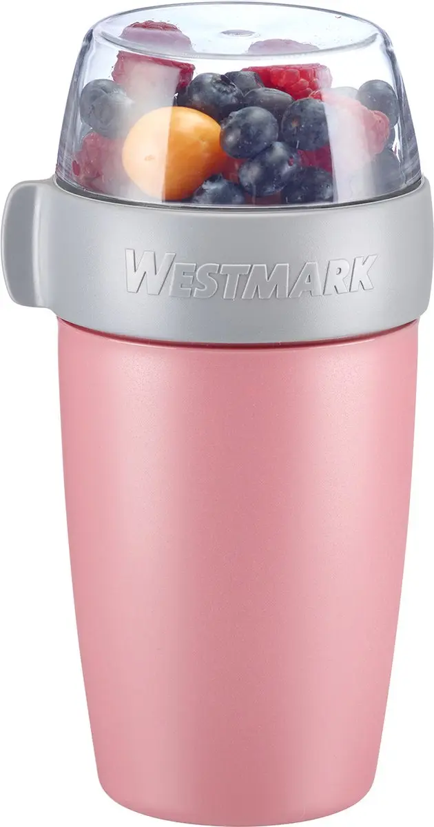 Westmark Mueslibeker Lunchpot 0,7L - 2 Compartimenten - Roze/Grijs