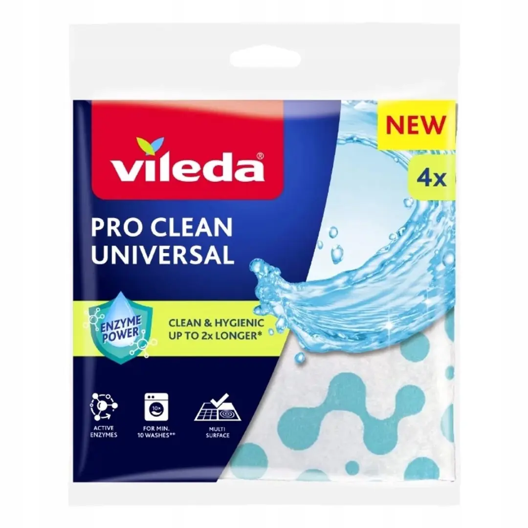 Vileda Pro Clean Universele Doek met Enzymen - 4 Stuks - Turkoois