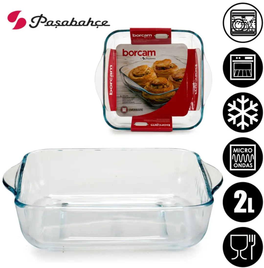 Pasabahce Vierkante Ovenschaal Glas 2L