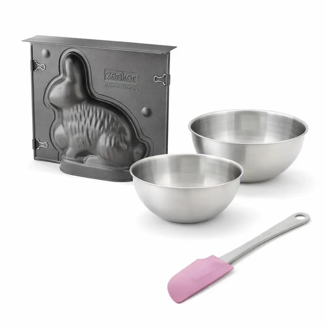 Zenker Bakset Paashaas 3D-vorm 600ml - 2 Mengkommen - Zwart