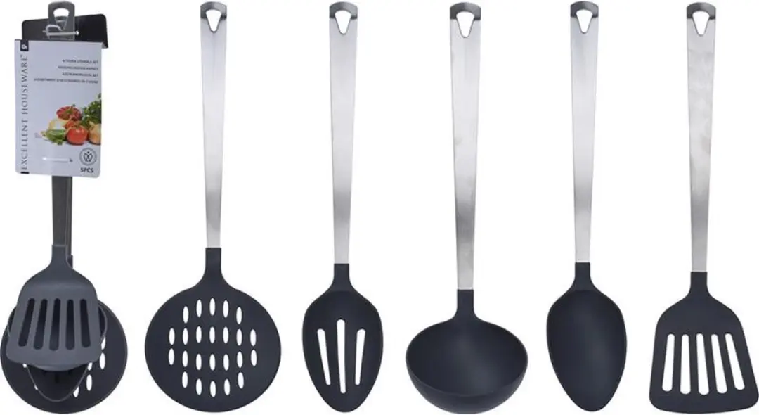 Excellent Houseware Kookgerei Set 5-delig - Zwart/RVS