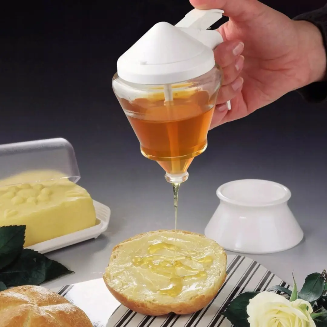 Fackelmann Glazen Honingdispenser 200ml - Druppelvrij & Vaatwasmachinebestendig