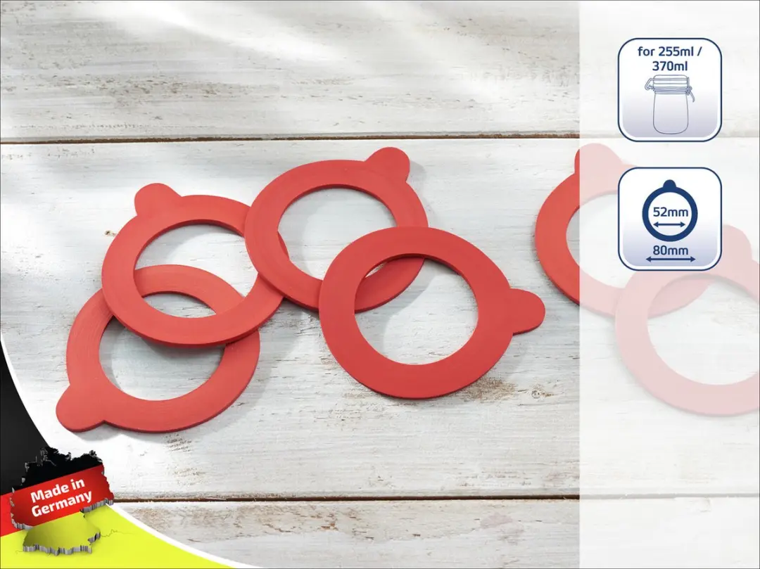 Leifheit 3215 Rubberen Weckringen 52x80mm - 6 Stuks - Rood