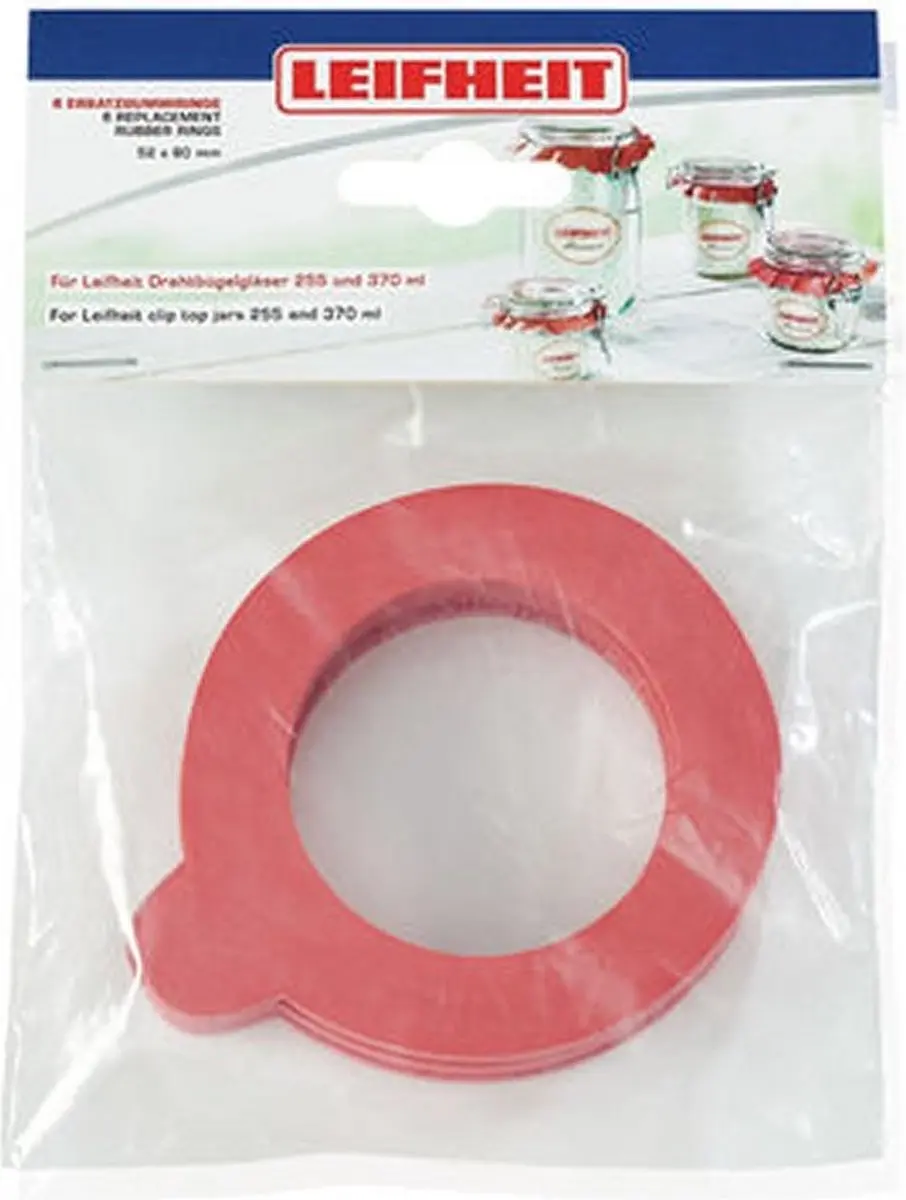 Leifheit 3215 Rubberen Weckringen 52x80mm - 6 Stuks - Rood