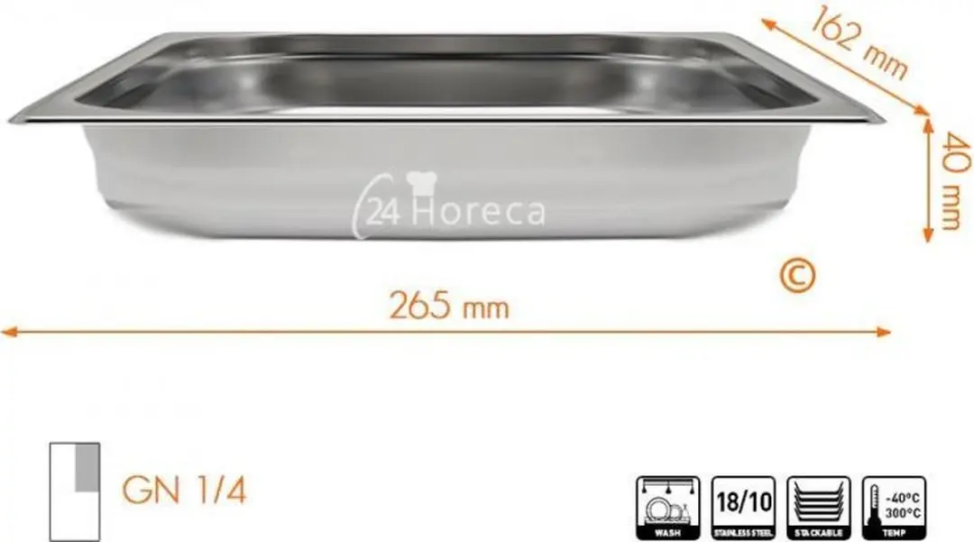 HENDI Gastronormbak 1,7L - 40mm - Roestvrij staal