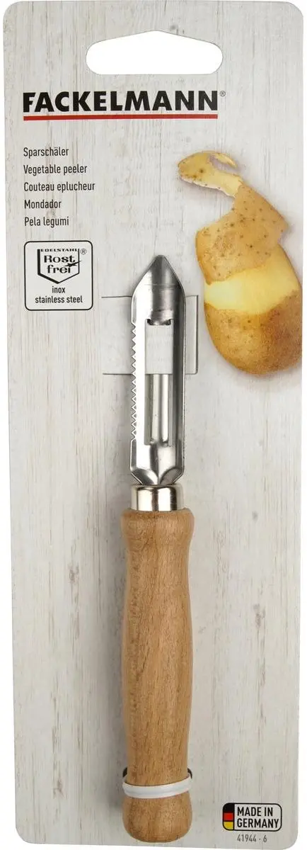 Fackelmann Aspergeschillers Set 2 Stuks - 15cm - Roestvrij staal/Hout
