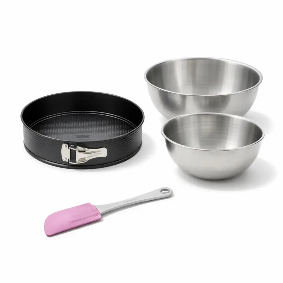 Zenker Set Springvorm 24cm + Spatel + 2 Mengkommen RVS - Zwart