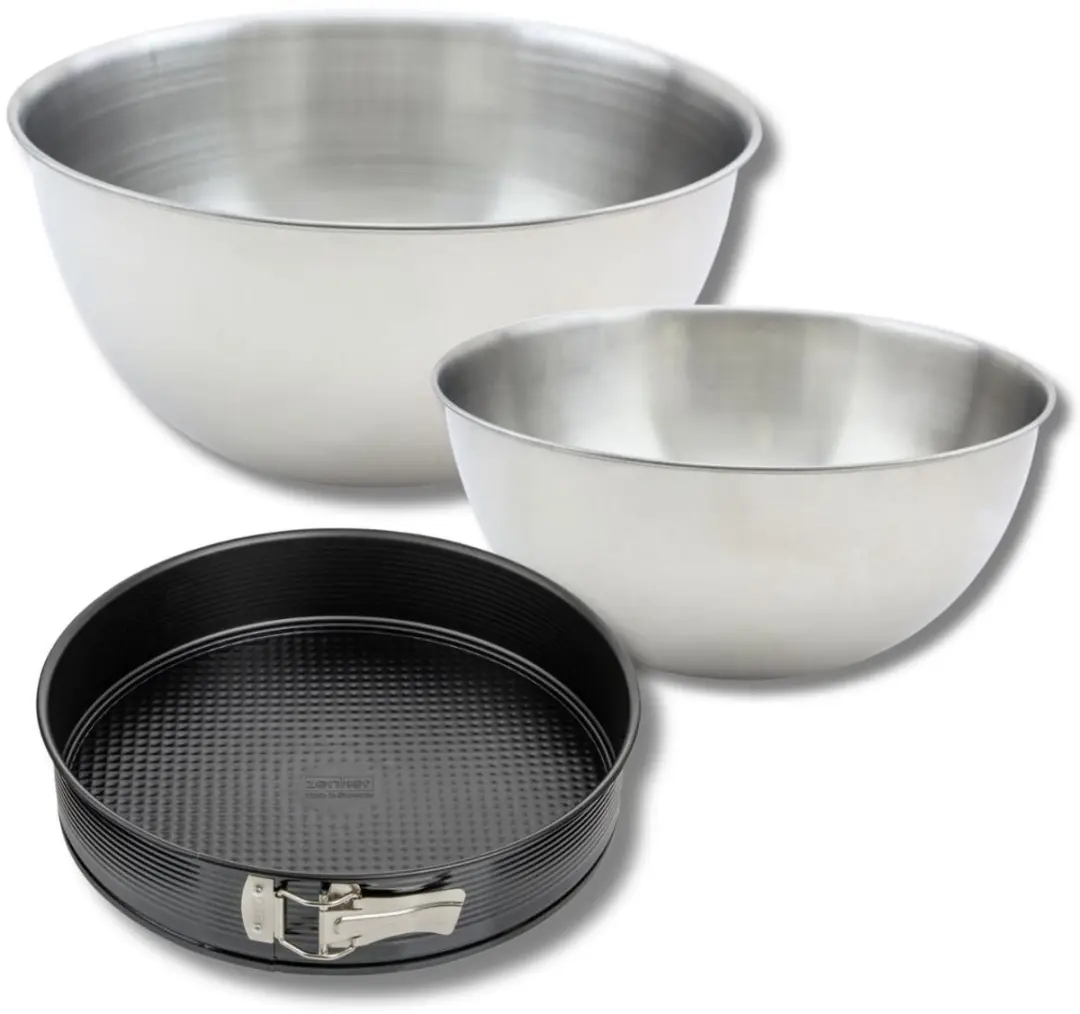 Zenker Set Springvorm 24cm + Spatel + 2 Mengkommen RVS