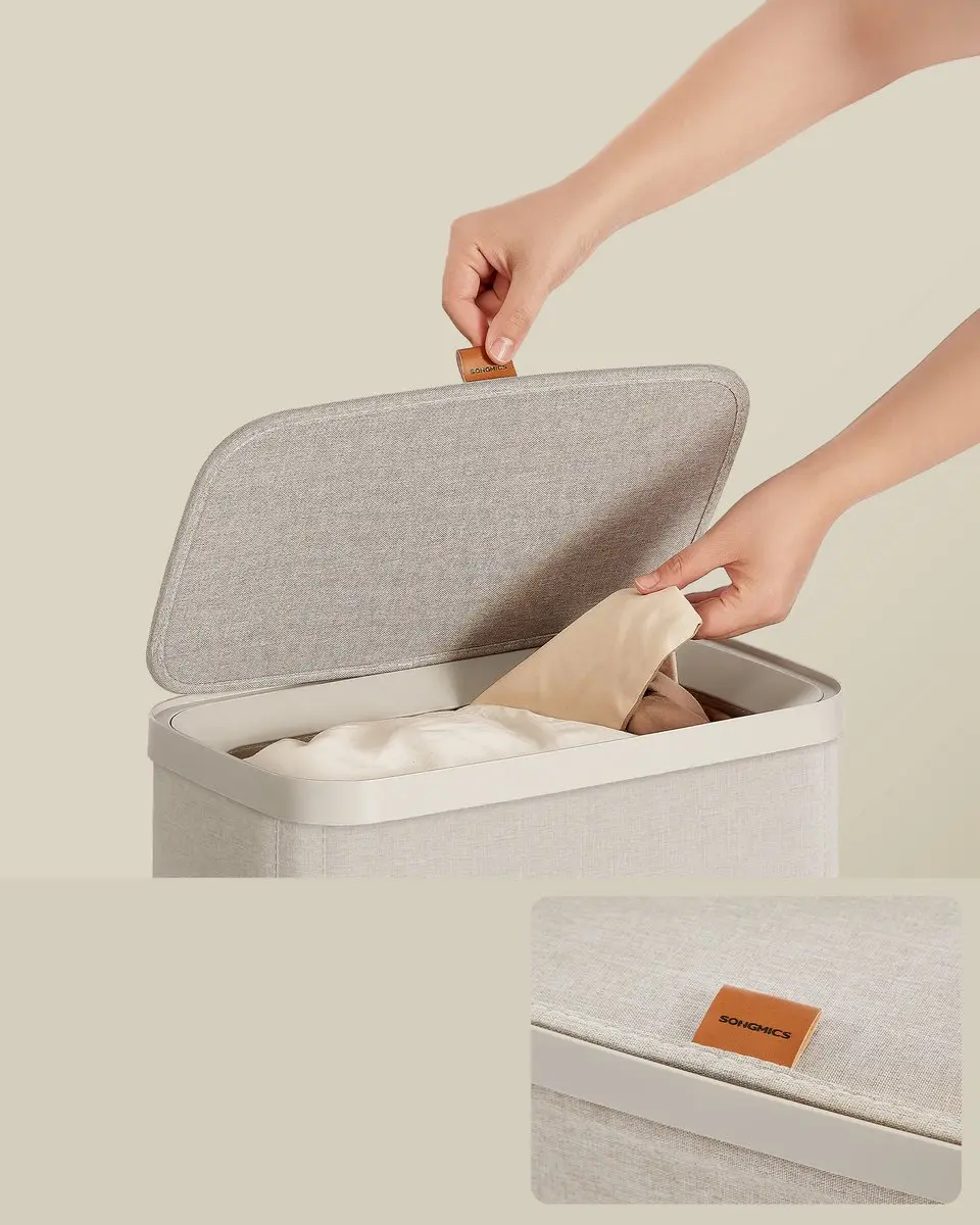 Songmics Wasmand LCB810LH01 65L - met deksel en handgrepen