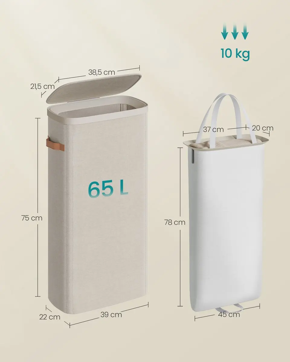 Songmics Wasmand LCB810LH01 65L - met deksel en handgrepen