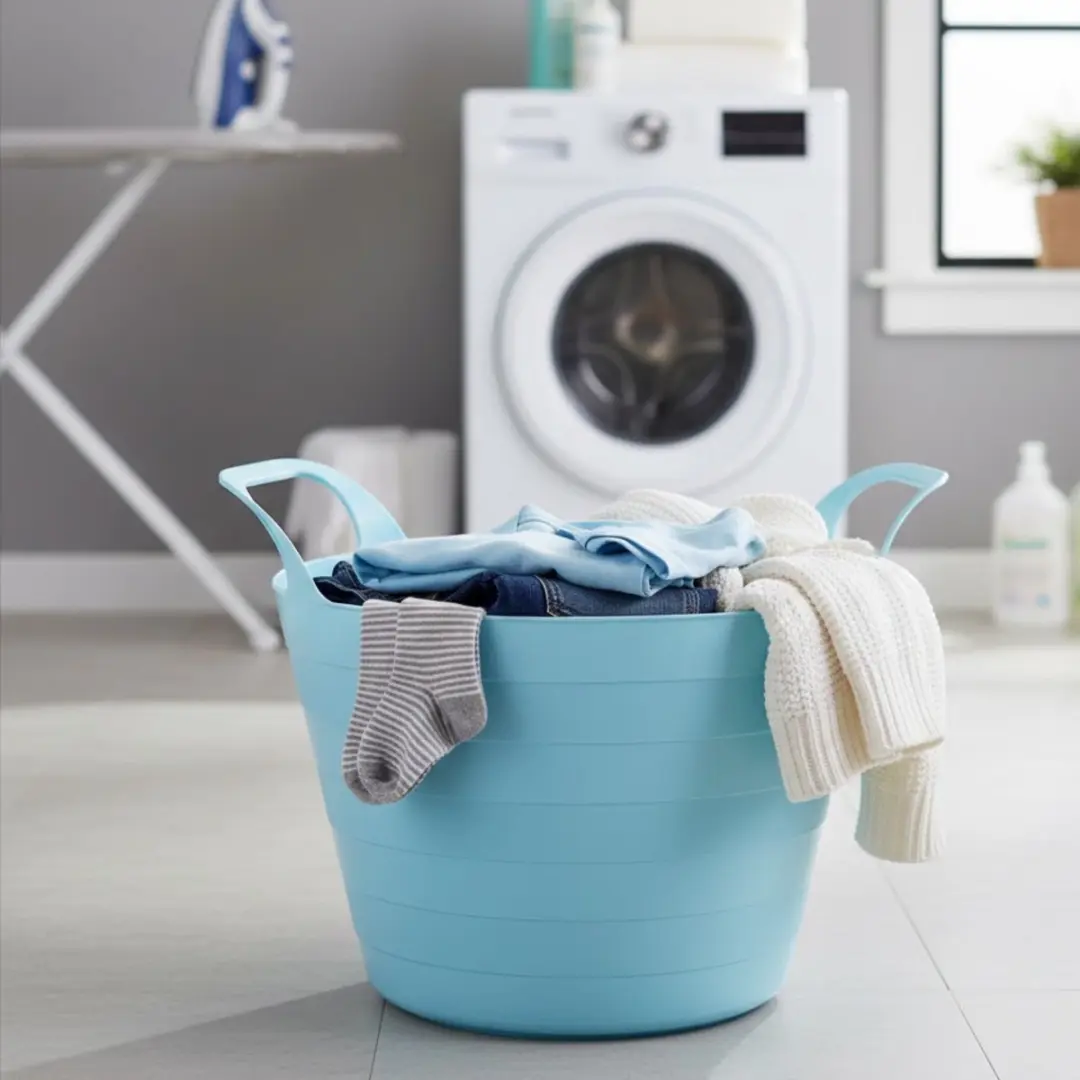 Excellent Houseware Flexibele Wasmand 2x - 30L - Blauw