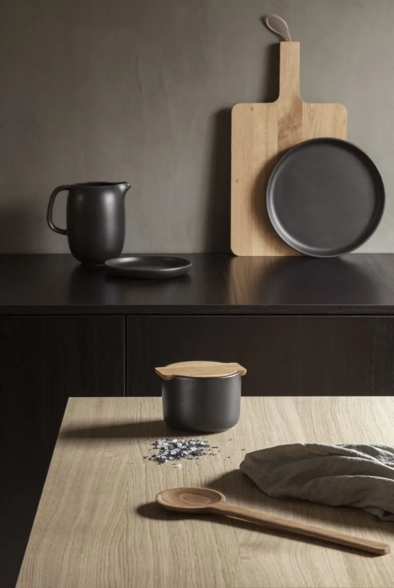 Eva Solo Nordic Kitchen Zoutpot Porselein/Hout - Zwart