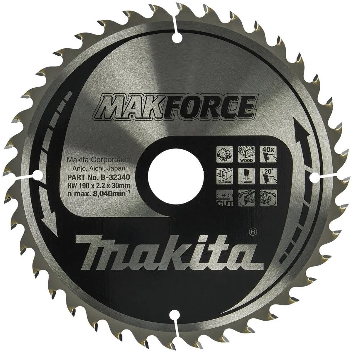 Makita B-32340 Cirkelzaagblad Hout - Ø190mm 40T