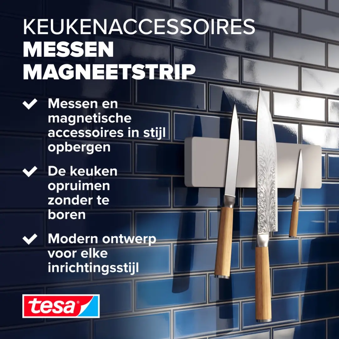 Tesa Messenmagneetstrip Keukenaccessoires 70047-00000-01 - Wit