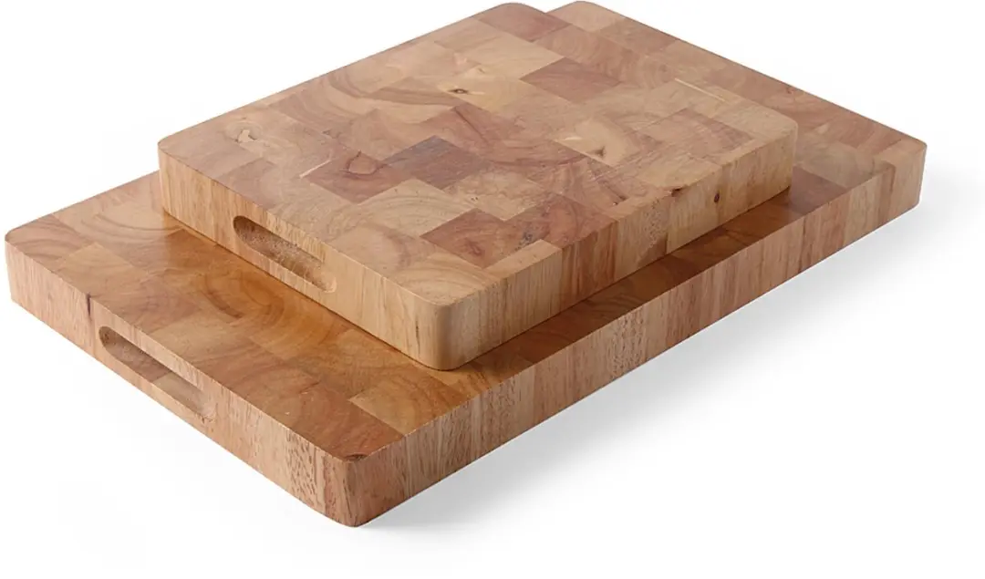 Hendi Dikke Snijplank Rubberhout 53x32,5cm - Schaakpatroon