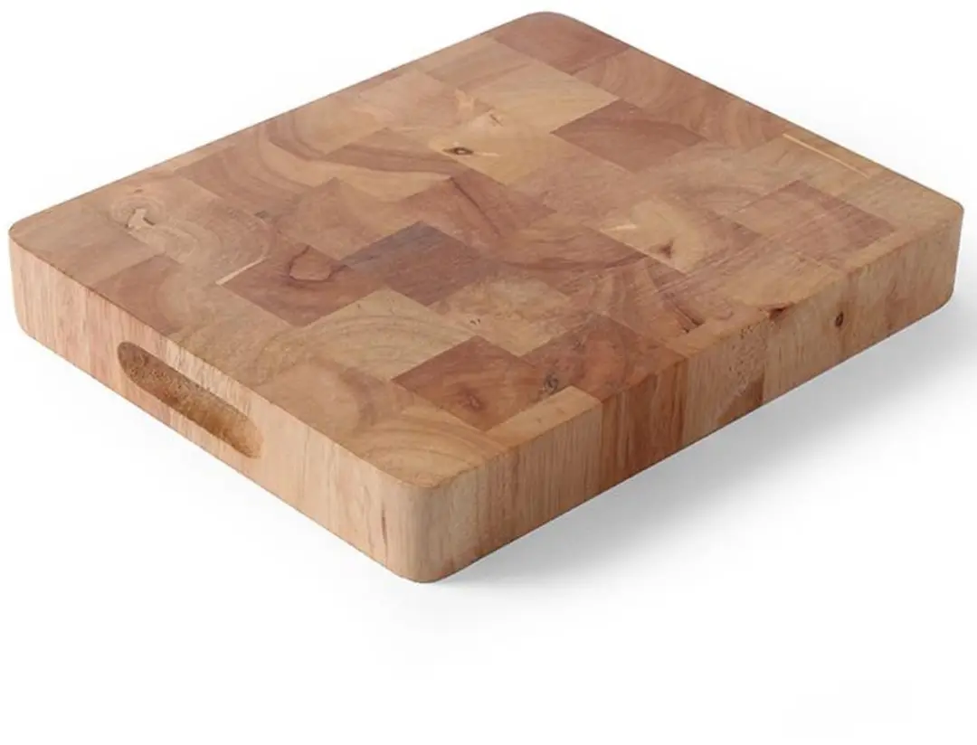 Hendi Dikke Snijplank Rubberhout 53x32,5cm - Schaakpatroon