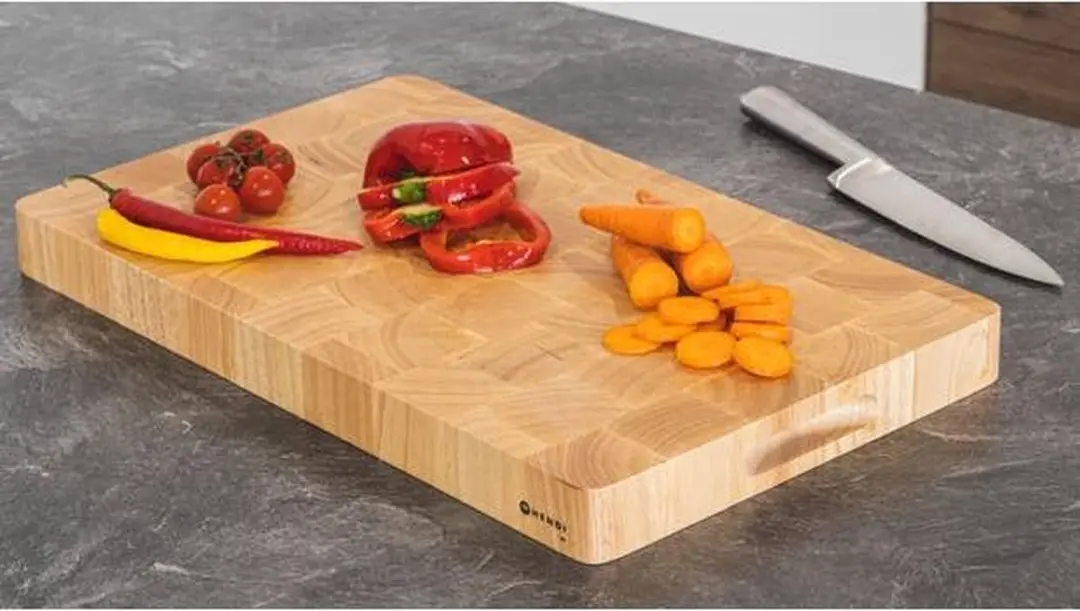 Hendi Dikke Snijplank Rubberhout 53x32,5cm - Schaakpatroon