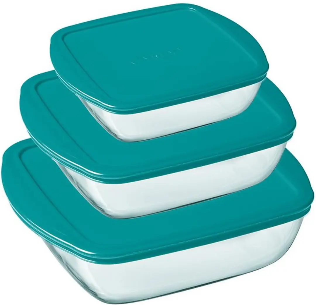 PYREX Cook & Store Vierkant Schaal Set 3 Stuks