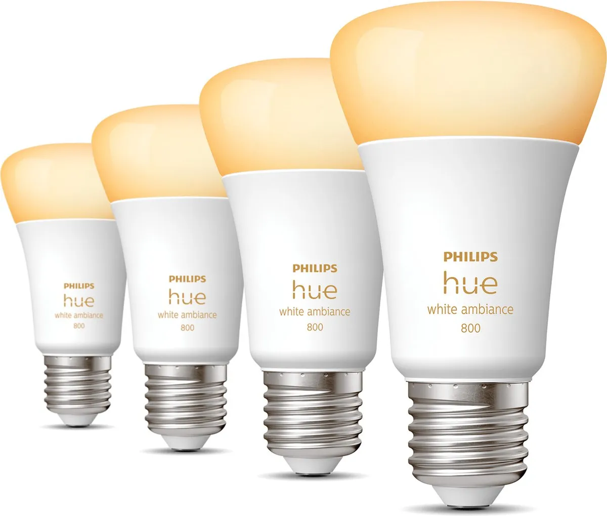 Philips Hue E27 LED Lamp 800lm - 4 Stuks - Mat