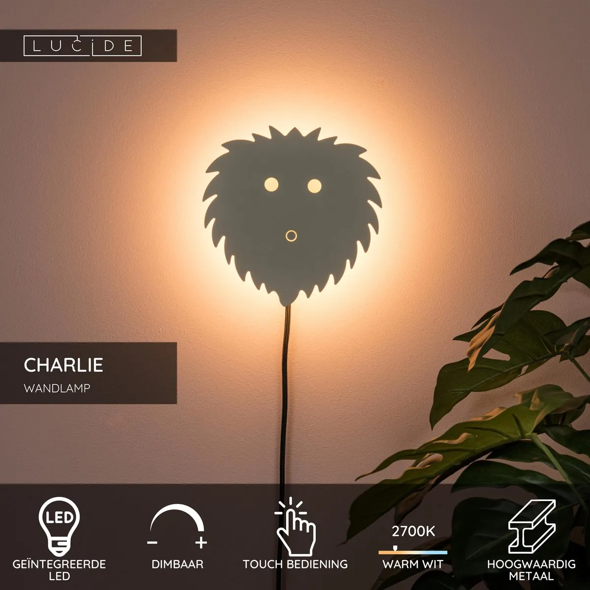 Lucide CHARLIE Wandlamp Kinderkamer 7W - Beige