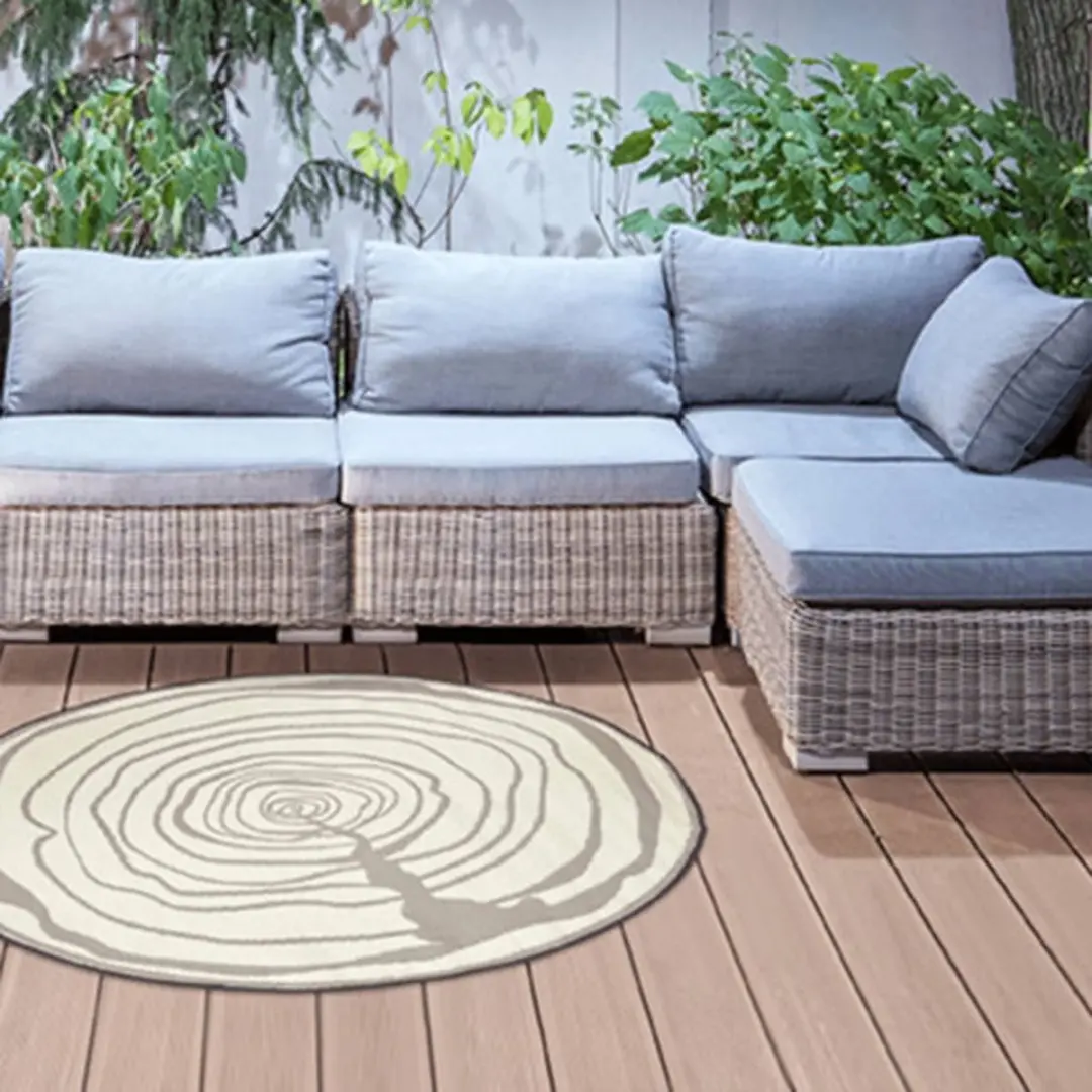 Esschert Design Buitenkleed Jaarringen Ø170cm - Bruin-Beige