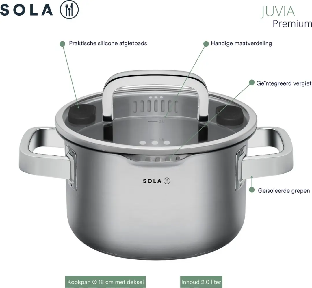Sola Juvia RVS Pannen 4-delig 13JUVI 004 - Zilver