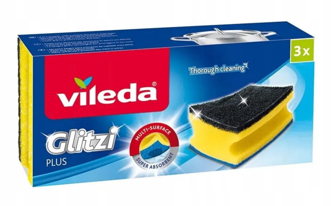 Vileda Glitzi Plus Schuursponsjes - 3 Stuks - Zwart/Blauw - afbeelding 6 van 6