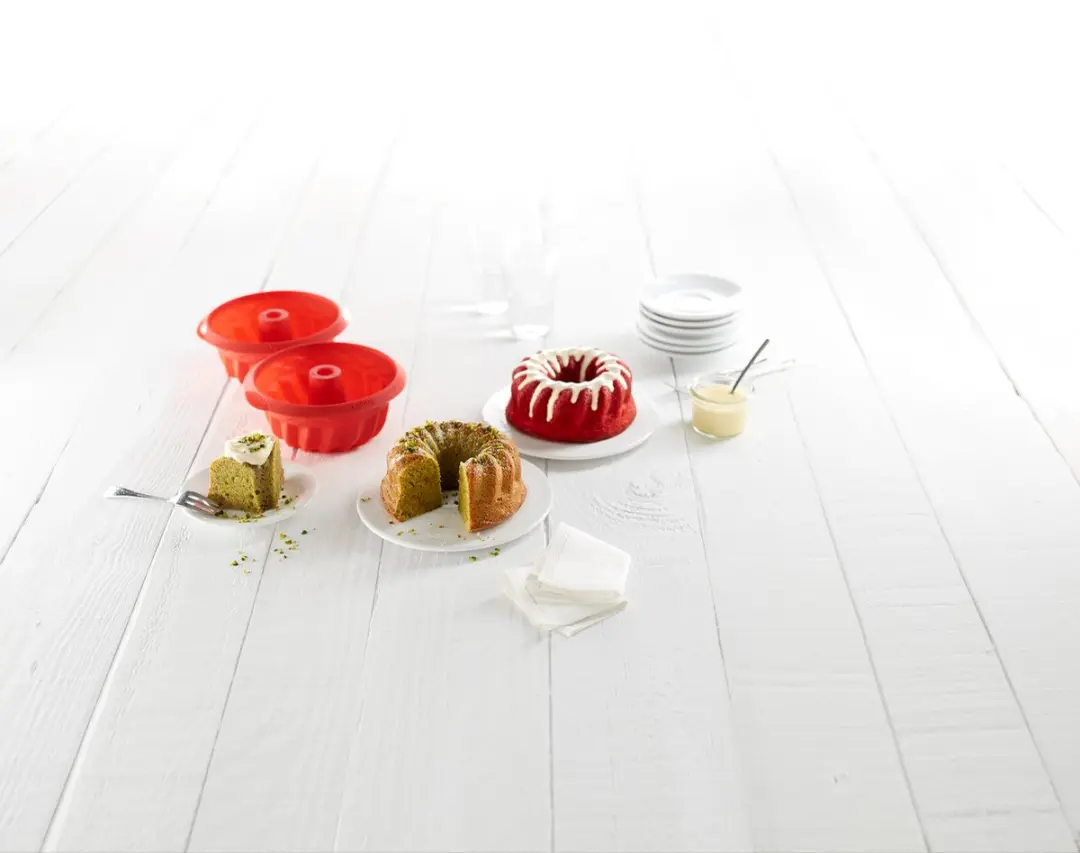 Lékué Bakvorm Mini Savarin Set 2 Stuks - Siliconen - 15cm - Rood