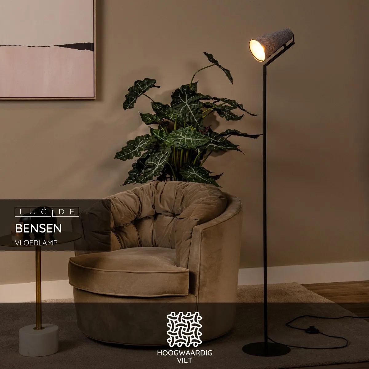 Lucide Bensen Vloerlamp E14 - Grijs