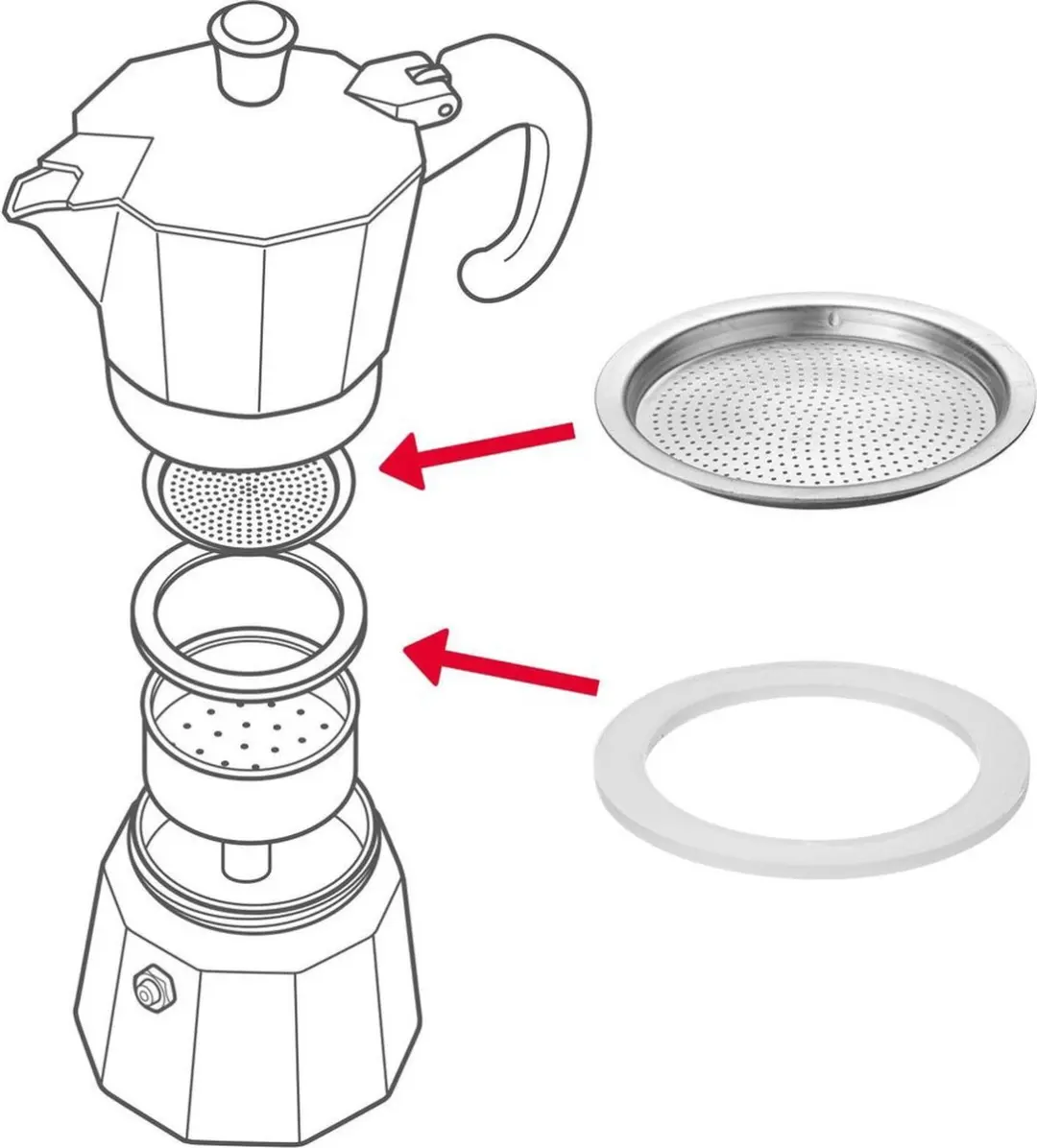 Westmark Silicone Ring Set 2 + Filter Espresso 2462 - Zilver