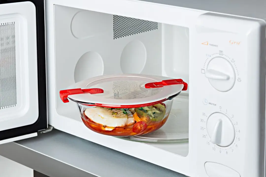 PYREX Cook & Heat Schaal Rond 1,1L Set - 3 Stuks - Rood/Transparant/Wit