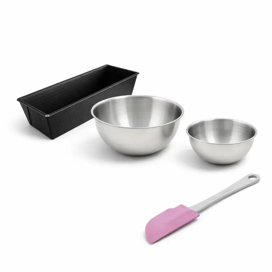 Zenker Cakevormset 25,5cm - 2 RVS Mengkommen & Spatel - Zwart