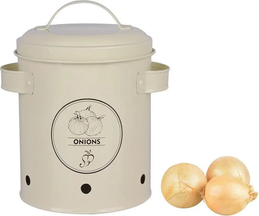 Esschert Design Voorraadblikken Set 4-delig - Uien/Aardappelen - Wit