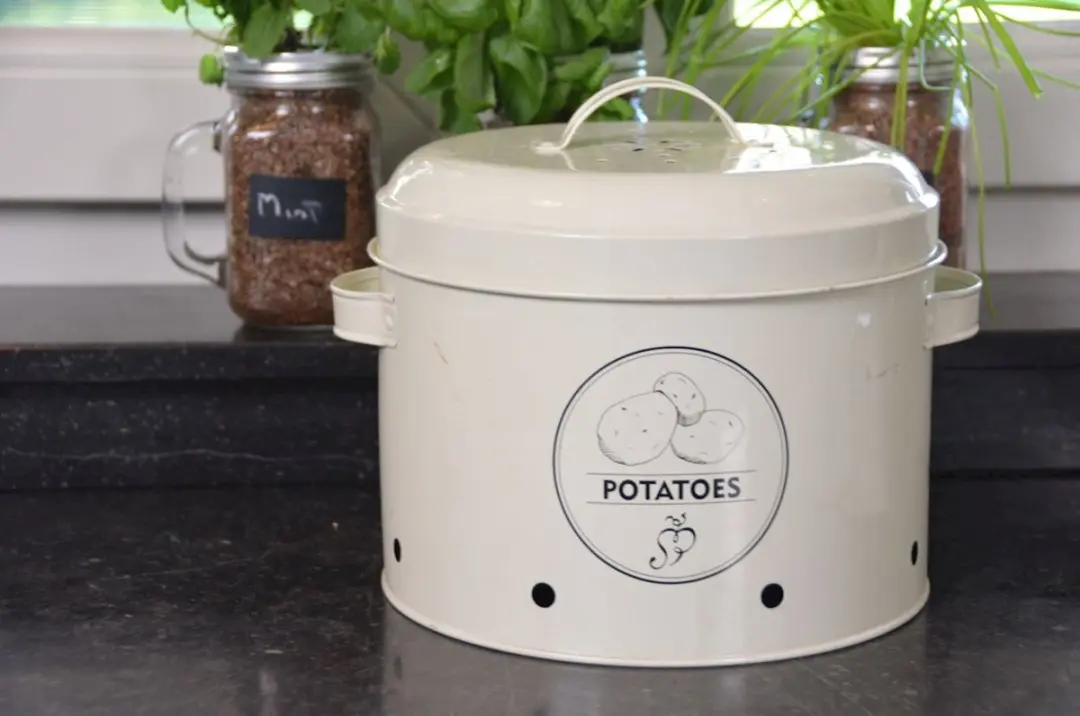 Esschert Design Voorraadblikken Set 4-delig - Uien/Aardappelen - Wit