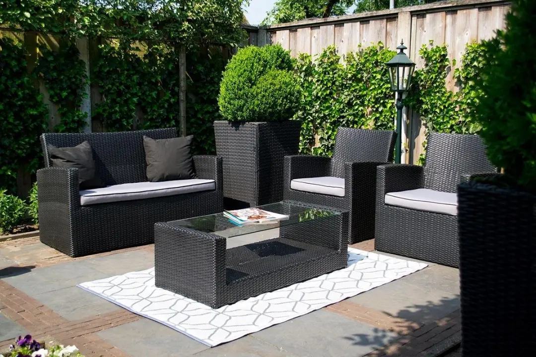 Esschert Design Buitenkleed 180x121cm - Grijs/Wit - afbeelding 5 van 6