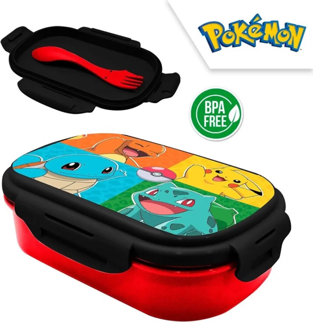 Pokémon School Lunchtrommel - Pikachu/Charmander/Bulbasaur/Squirtle - BPA-vrij