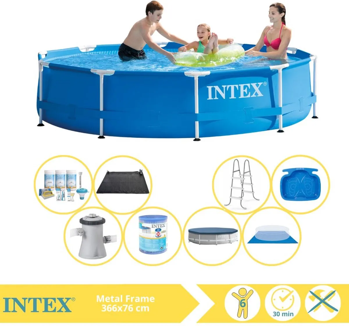 Intex Metal Frame Zwembad 366x76cm - 6503L - Blauw - 28212GN