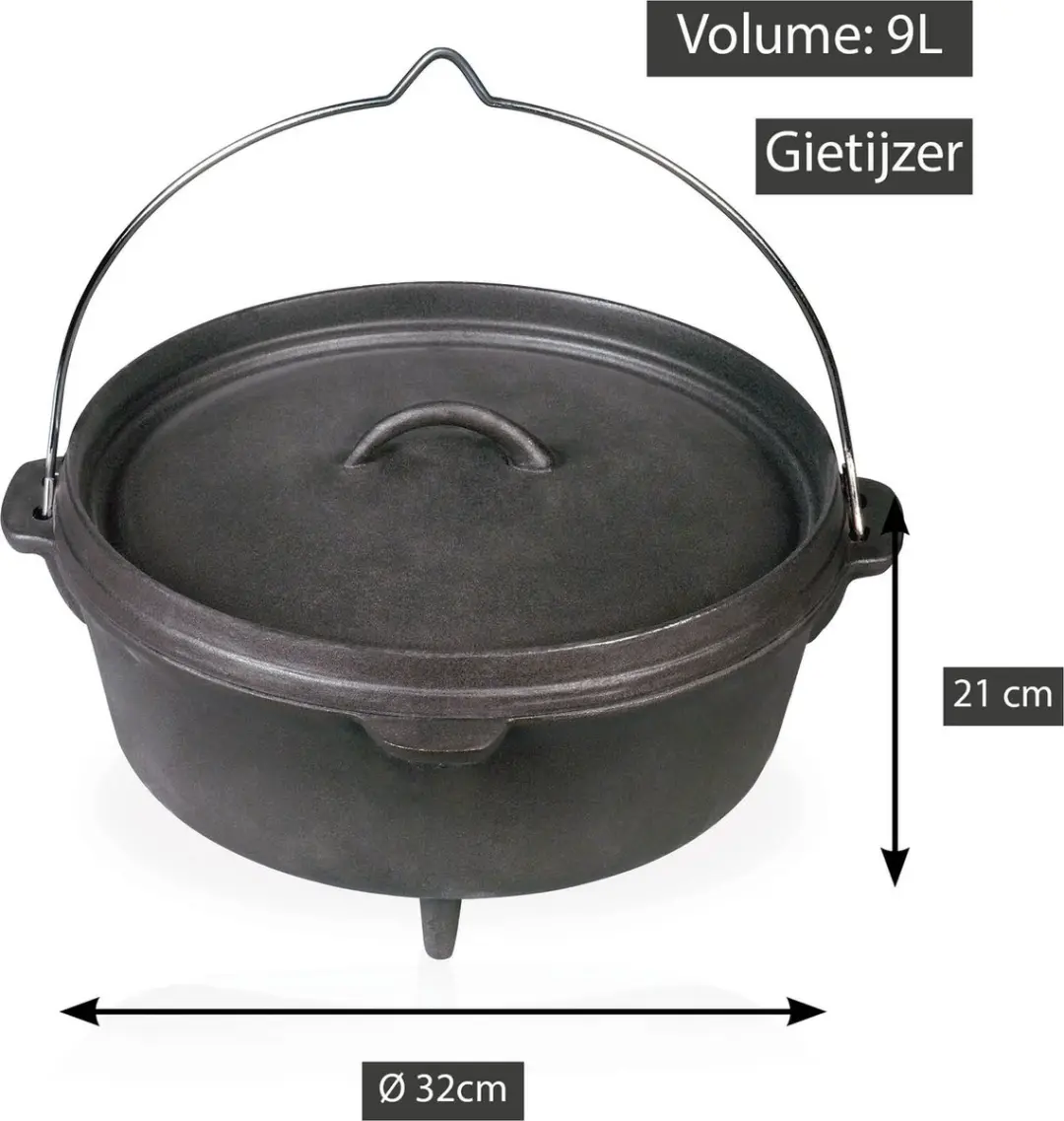 Barbecook Junko Sudderpot Dutch Oven 9L - Zwart - afbeelding 6 van 6