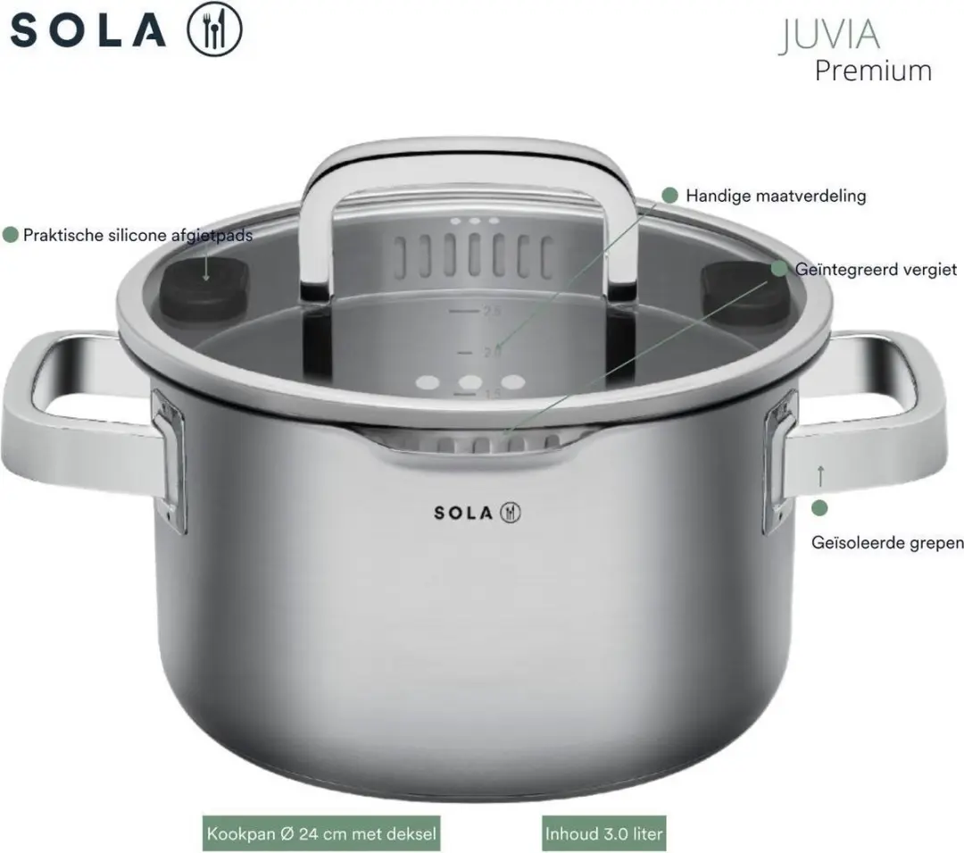 Sola Juvia RVS Pannen 5-delig - 1,5L - Zilver