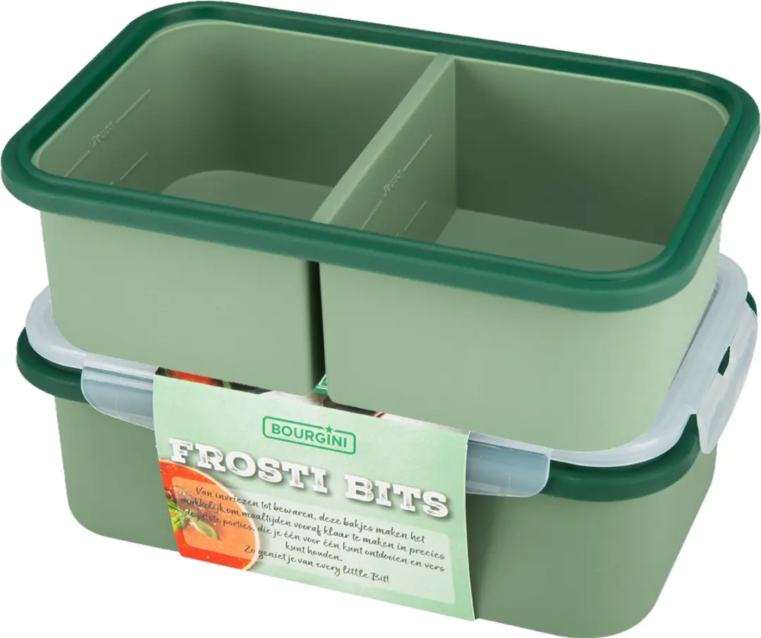 Bourgini Frosti Bits Siliconen Meal Prep Bakjes 2x650ml - 2 Stuks