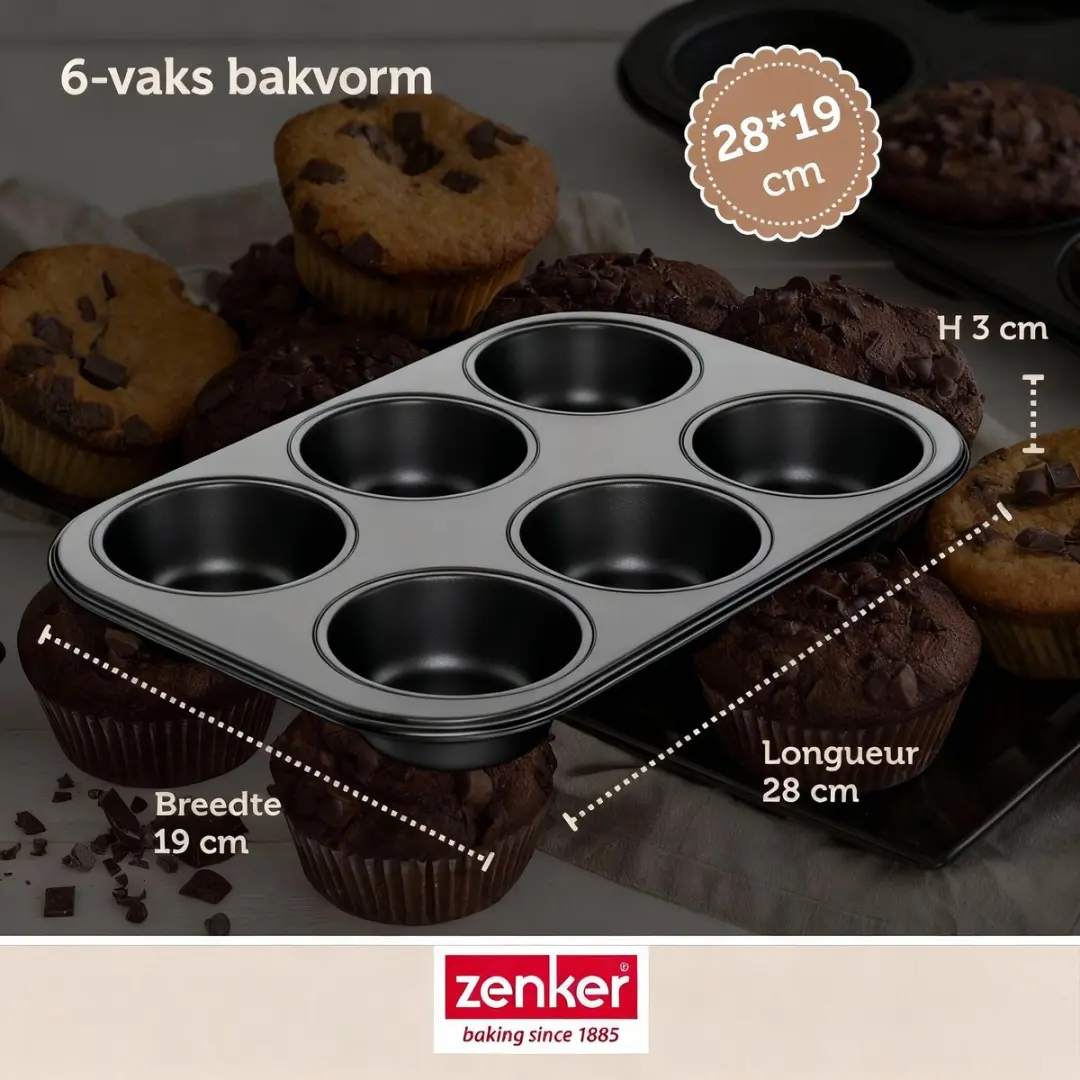 Zenker Bakkersset Muffinvorm 6 Holtes 28cm - 2 Mengkommen
