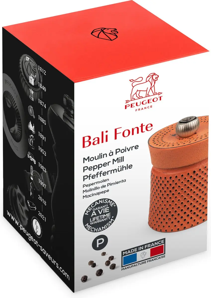Peugeot Bali Pepermolen 8cm - Gietijzer - Oranje - afbeelding 6 van 6