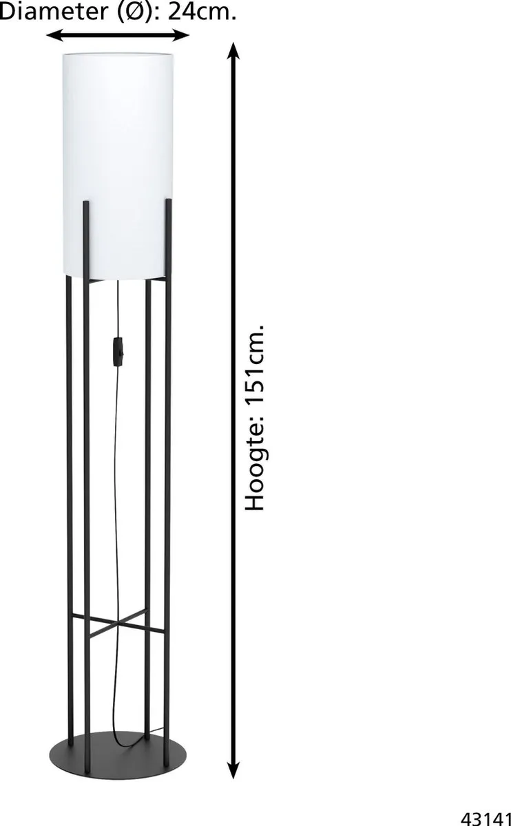 Eglo Glastonbury Vloerlamp - Ø24cm - Zwart - afbeelding 6 van 6