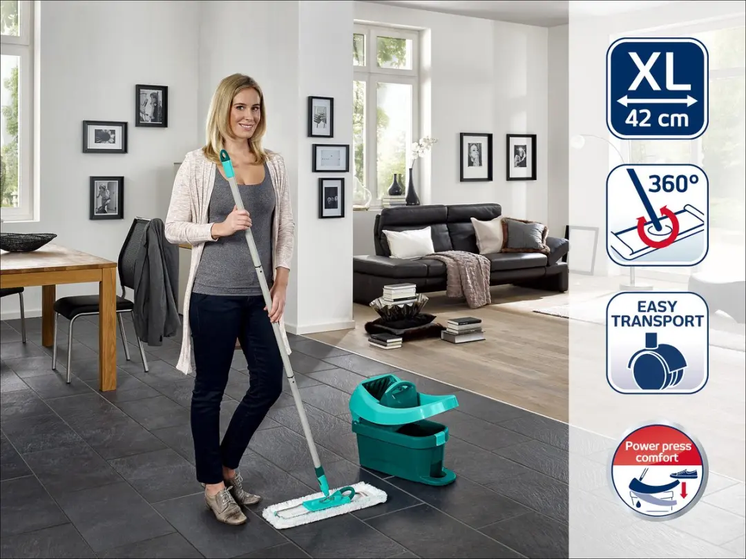 Leifheit Profi Vloerwisser XL 55099 - Micro Duo - 42cm - Turkoois/Grijs/Wit - afbeelding 6 van 6