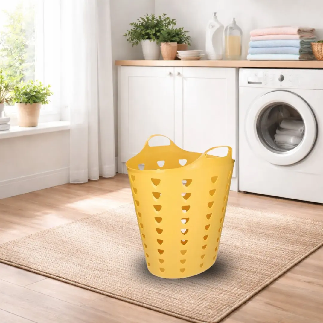 Excellent Houseware Flexibele Wasmand 60L - Geel