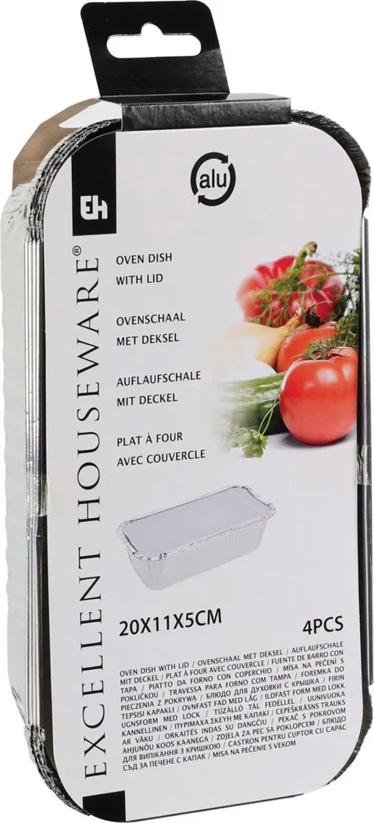 Excellent Houseware Bereidingsbakken met deksel - 4 Stuks - Zilver